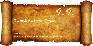 Ivánkovits Irma névjegykártya